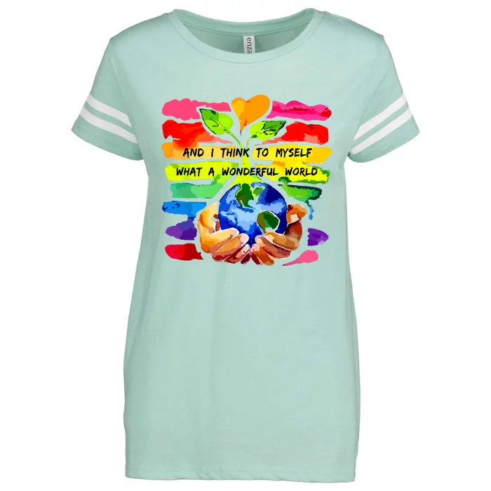 And I Think To Myself What A Wonderful World Earth Day Enza Ladies Jersey Football T-Shirt