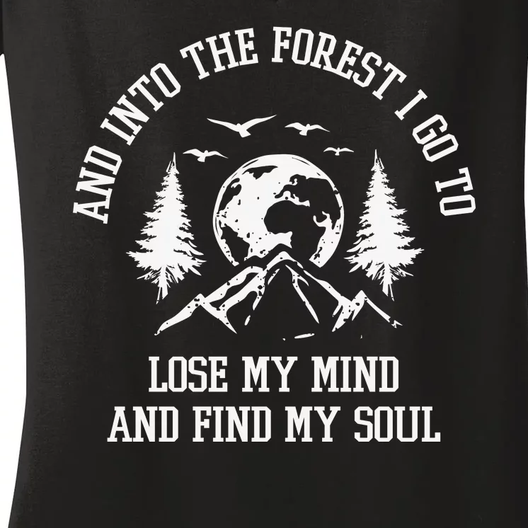 And Into The Forest I Go To Lose My Mind Find My Soul Horse Retro Women's V-Neck T-Shirt