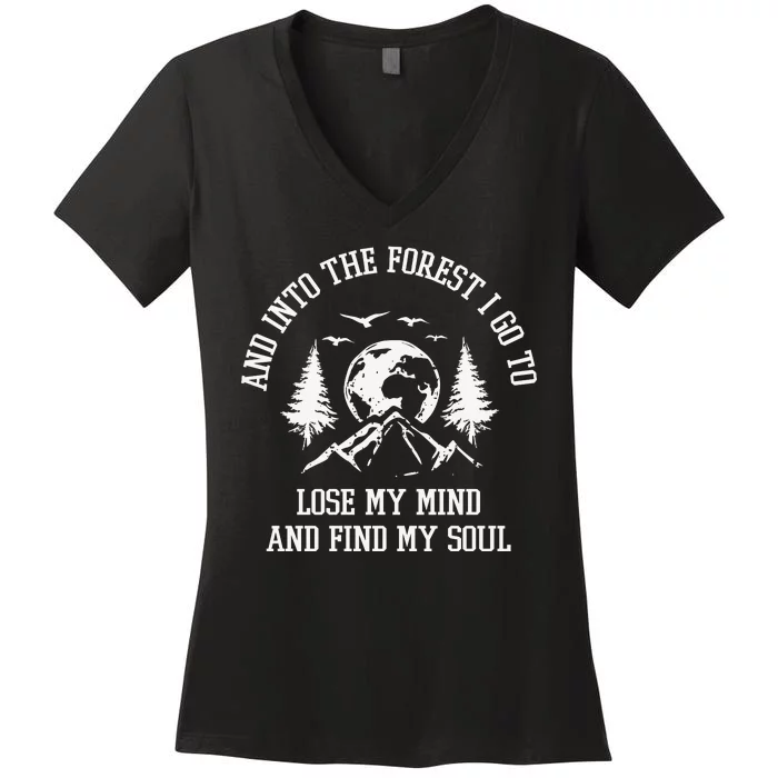 And Into The Forest I Go To Lose My Mind Find My Soul Horse Retro Women's V-Neck T-Shirt