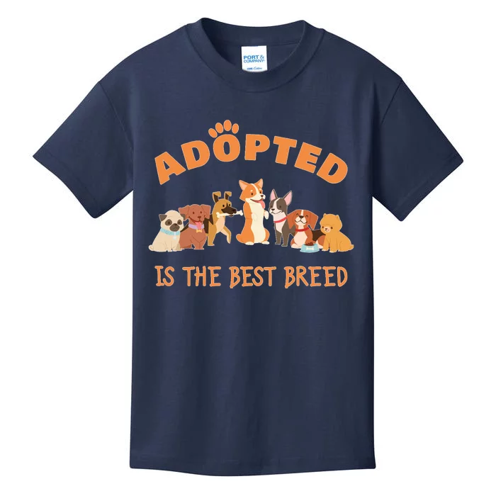 Adopted Is The Best Breed Dog Rescue Shelter & Adoption Kids T-Shirt