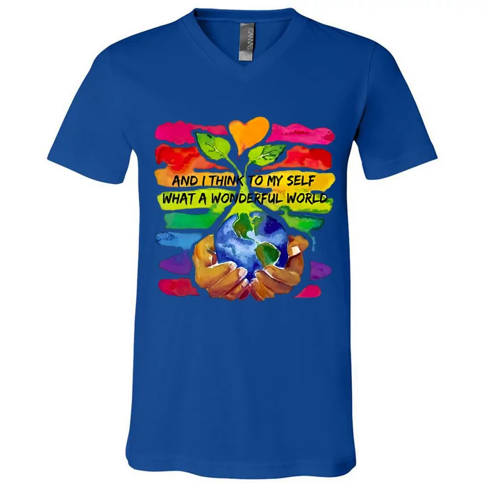 And I Think To My S What A Wonderful World Gift V-Neck T-Shirt