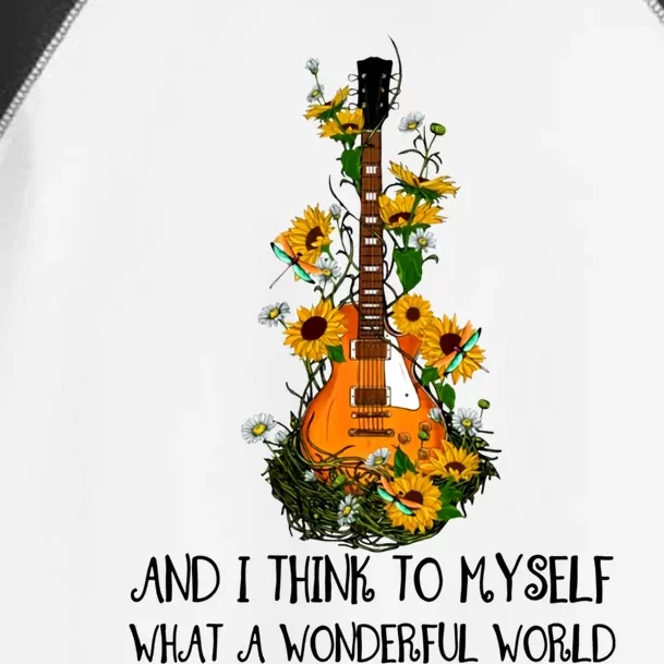 And I Think To Mys What A Wonderful World Hippie Guitar Great Gift Toddler Fine Jersey T-Shirt