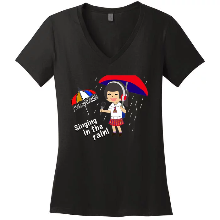 Assumptionista_Singing In The Rain! Women's V-Neck T-Shirt