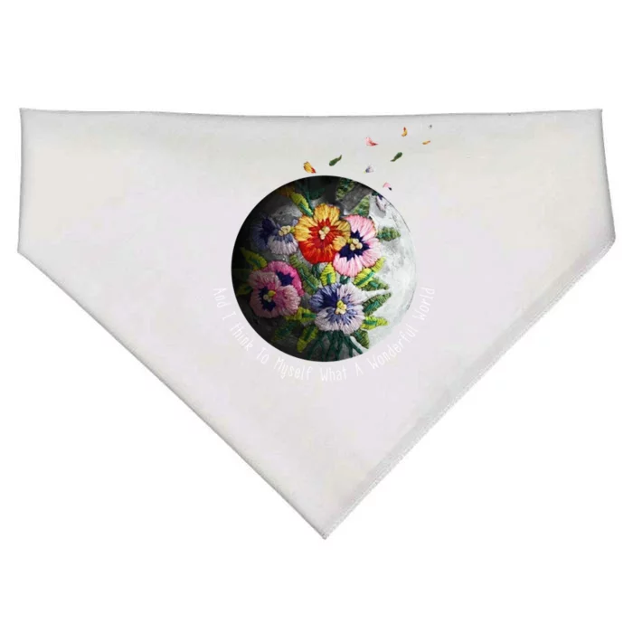 And I Think To Mys What A Wonderful World Great Gift USA-Made Doggie Bandana