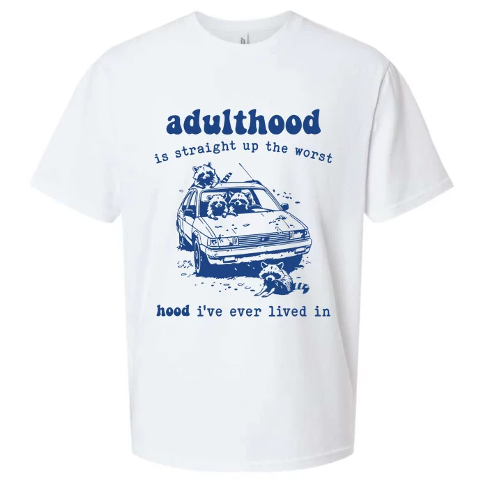 Adulthood Is The Worst Hood Vintage Sueded Cloud Jersey T-Shirt