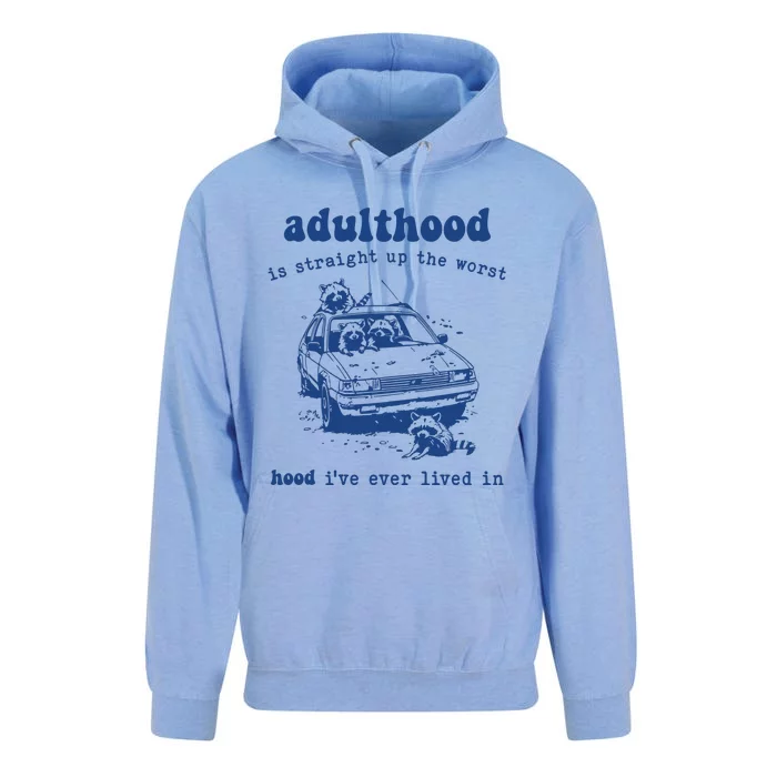 Adulthood Is The Worst Hood Vintage Unisex Surf Hoodie