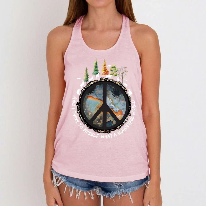 Animalsgiftand I Think To Mys What A Wonderful World Gift Women's Knotted Racerback Tank