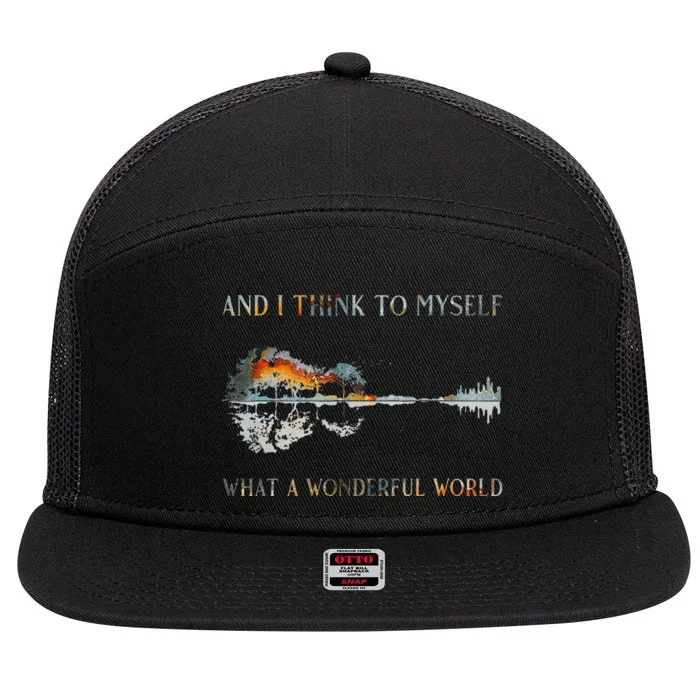 And I Think To Myself What A Wonderful World Guitar Lake 7 Panel Mesh Trucker Snapback Hat