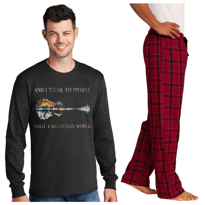 And I Think To Myself What A Wonderful World Guitar Lake Long Sleeve Pajama Set