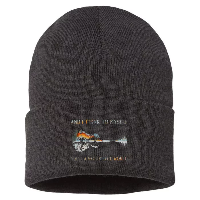 And I Think To Myself What A Wonderful World Guitar Lake Sustainable Knit Beanie