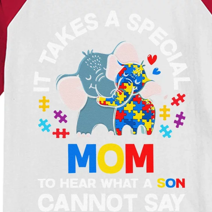 Autism It Takes A Special Mom Autistic Son Proud Autism Mom Kids Colorblock Raglan Jersey