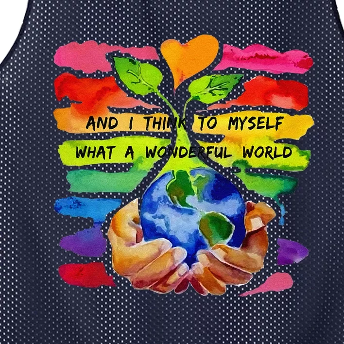 And I Think To Myself What A Wonderful World Earth Day Mesh Reversible Basketball Jersey Tank