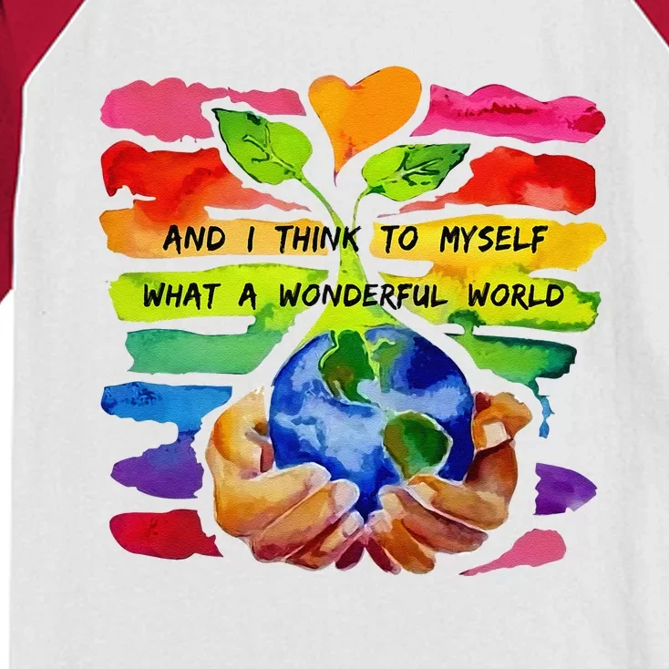 And I Think To Myself What A Wonderful World Earth Day Kids Colorblock Raglan Jersey