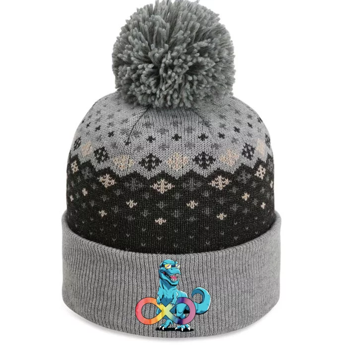 Autism Infinity Trex Dinosaur Gift The Baniff Cuffed Pom Beanie