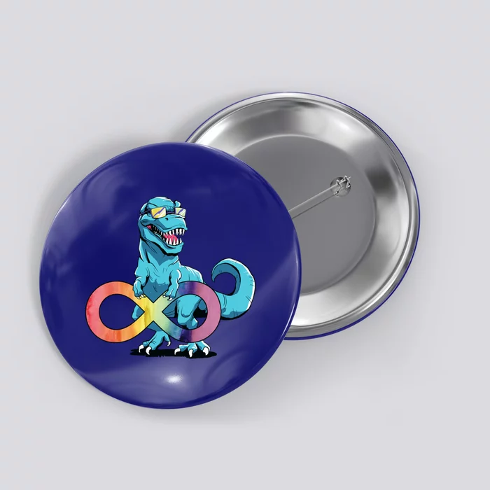 Autism Infinity Trex Dinosaur Gift Button