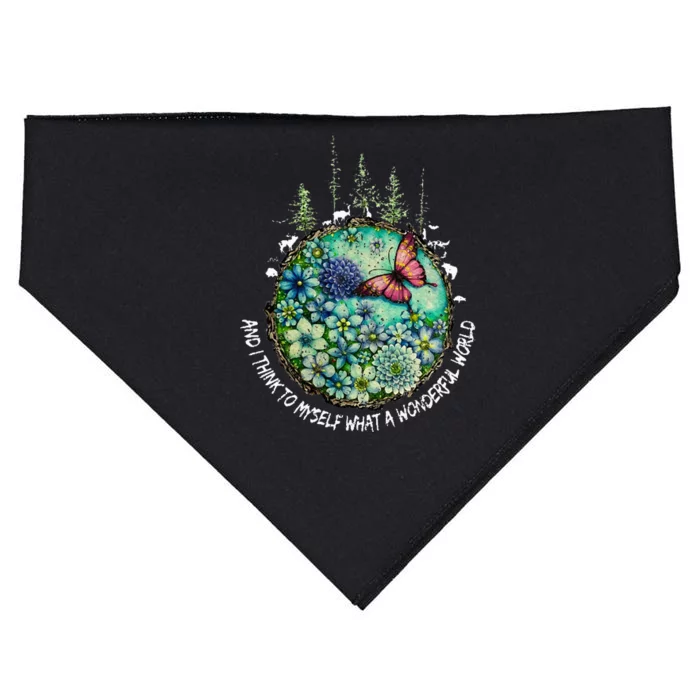 And I Think To Myself What A Wonderful World Hippie Peace USA-Made Doggie Bandana