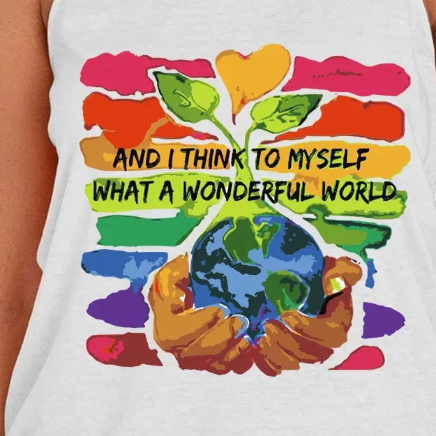 And I Think To Myself What A Wonderful World Women's Knotted Racerback Tank