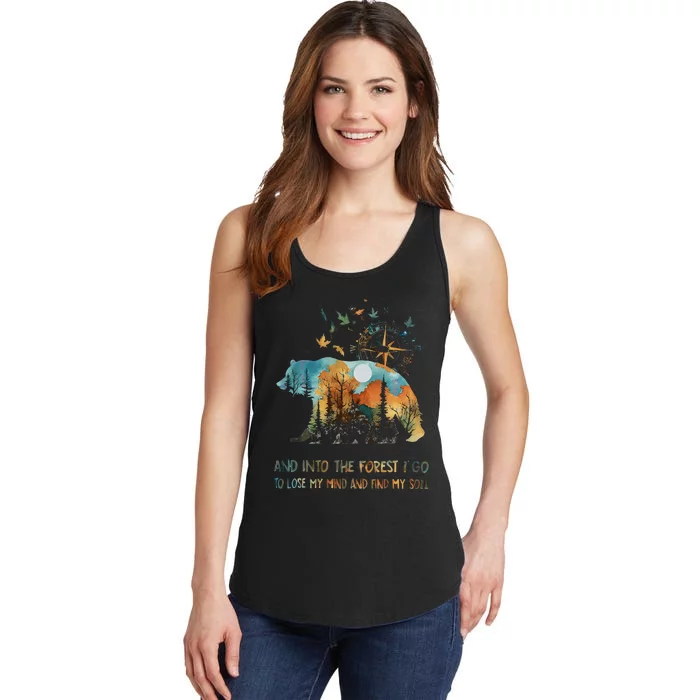 And Into The Forest I Go To Lose My Mind Camping Bear Gift Ladies Essential Tank