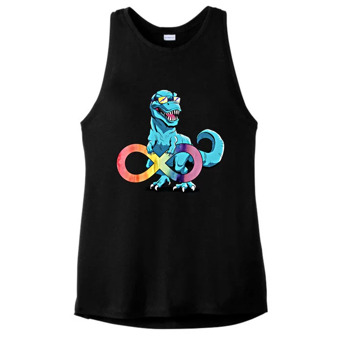 Autism Infinity Trex Dinosaur Funny Gift Ladies Tri-Blend Wicking Tank