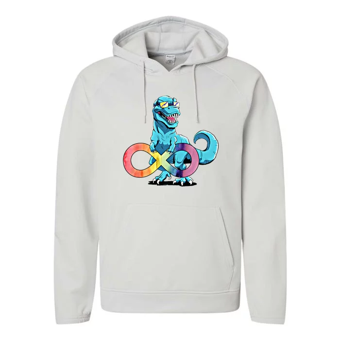 Autism Infinity Trex Dinosaur Funny Gift Performance Fleece Hoodie