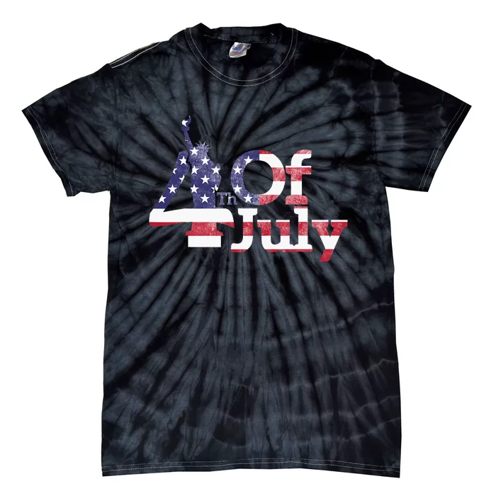 American Independence USA Flag 4th Of July Statue Of Liberty Tie-Dye T-Shirt