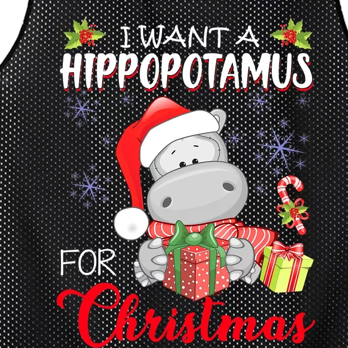 All I Want For Christmas Is Hippopotamus Cute Hippo Xmas Mesh Reversible Basketball Jersey Tank