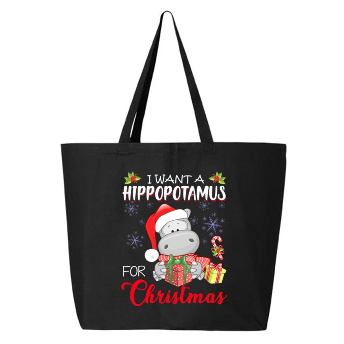 All I Want For Christmas Is Hippopotamus Cute Hippo Xmas 25L Jumbo Tote