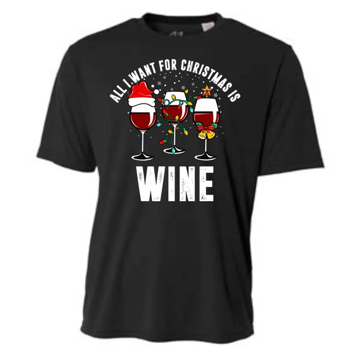 All I Want Christmas Is Wine Cooling Performance Crew T-Shirt