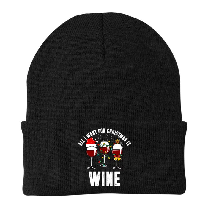 All I Want Christmas Is Wine Knit Cap Winter Beanie