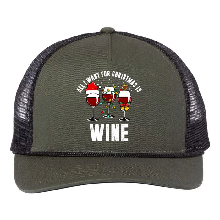 All I Want Christmas Is Wine Retro Rope Trucker Hat Cap