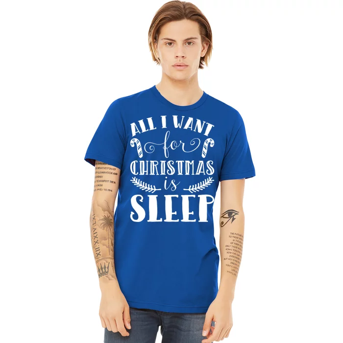 All I Want For Christmas Is Sleep Funny Xmas Present Humor Gift Premium T-Shirt