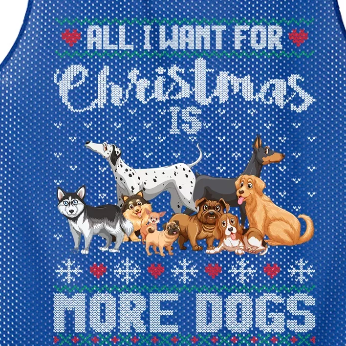 All I Want For Christmas Is More Dogs Ugly Xmas Sweater Gift Mesh Reversible Basketball Jersey Tank