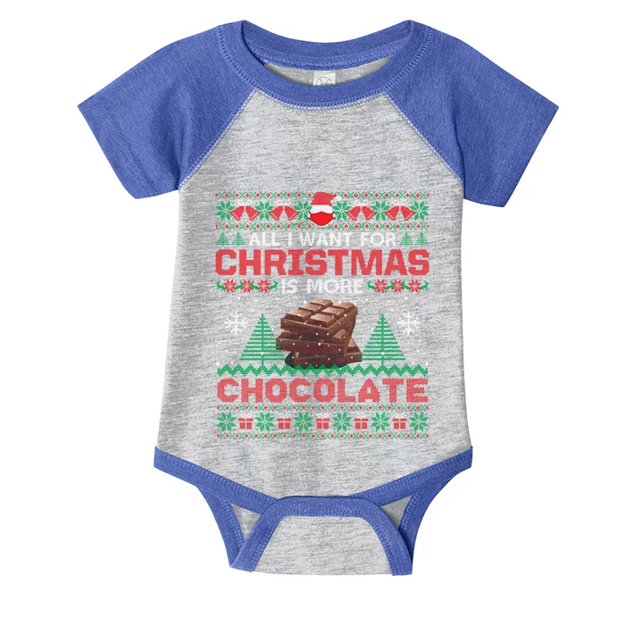 All I Want Is More Chocolate Christmas Pajama Party Great Gift Infant Baby Jersey Bodysuit