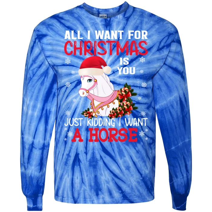 All I Want For Christmas Is You Just Ding I Want A Horse Gift Tie-Dye Long Sleeve Shirt