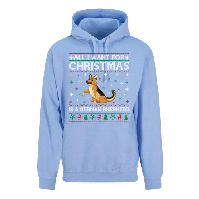 All I Want For Christmas Is A Ger Shepherd Dog Ugly Xmas Gift Unisex Surf Hoodie