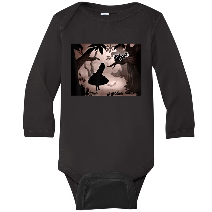 Alice In Wonderland Alice And Cheshire Cat Silhouette Baby Long Sleeve Bodysuit