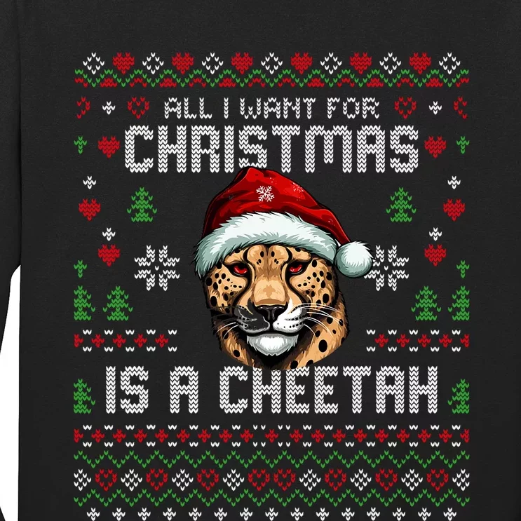 All I Want For Christmas Is A Cheetah Ugly Xmas Sweater Long Sleeve Shirt