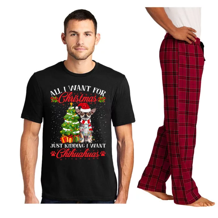 All I Want For Christmas Just Ding I Want Chihuahuas Funny Gift Pajama Set