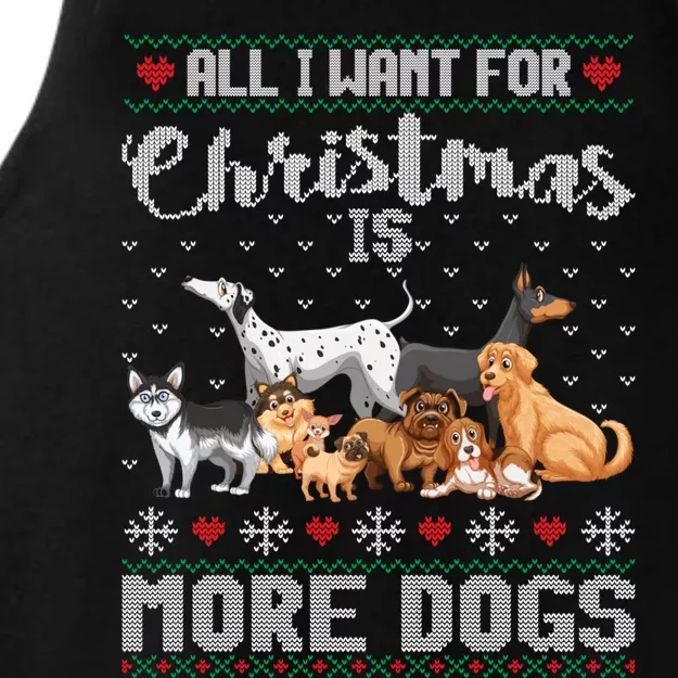 All I Want For Christmas Is More Dogs Ugly Xmas Sweater Gift Ladies Tri-Blend Wicking Tank