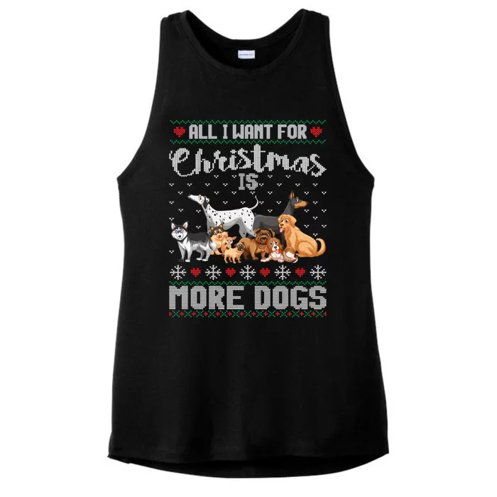 All I Want For Christmas Is More Dogs Ugly Xmas Sweater Gift Ladies Tri-Blend Wicking Tank