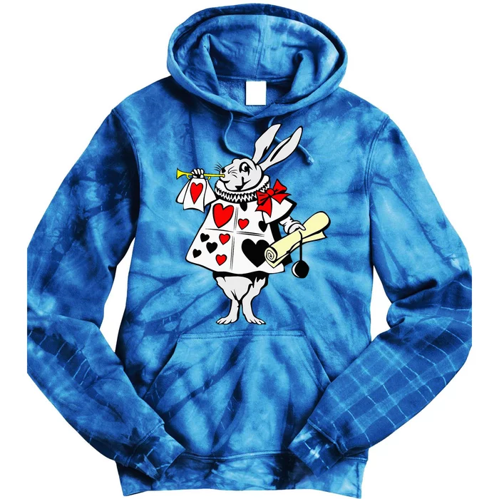 Alice In Wonderland Rabbit Easter Bunny Playing Music Tie Dye Hoodie