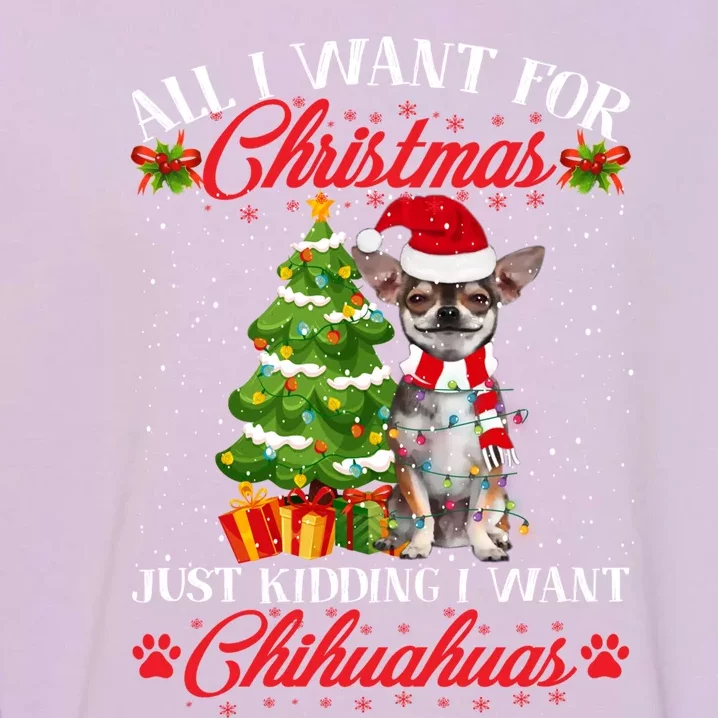 All I Want For Christmas Just Ding I Want Chihuahuas Gift Garment-Dyed Sweatshirt