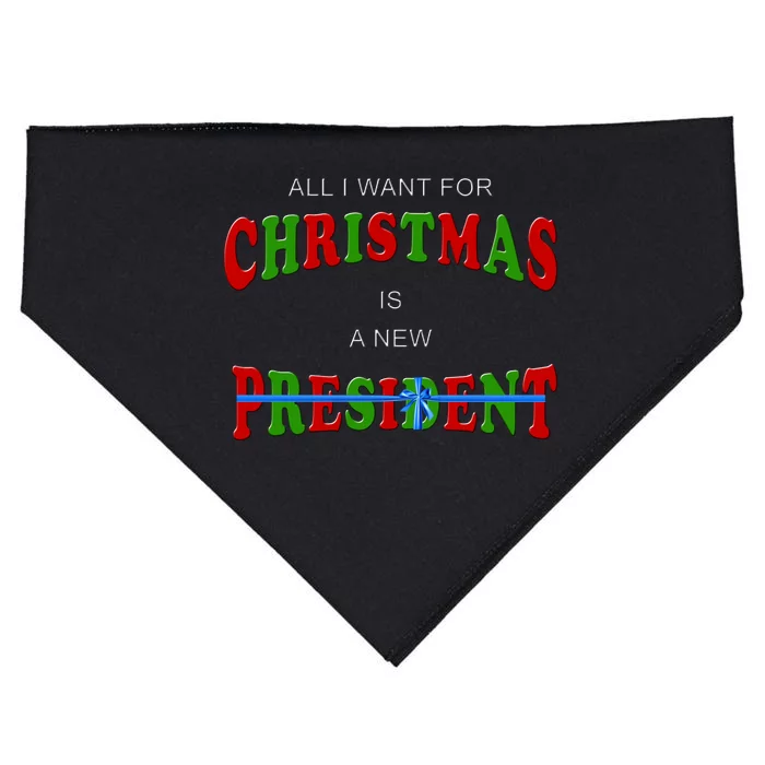 All I Want For Christmas Is A New President USA-Made Doggie Bandana