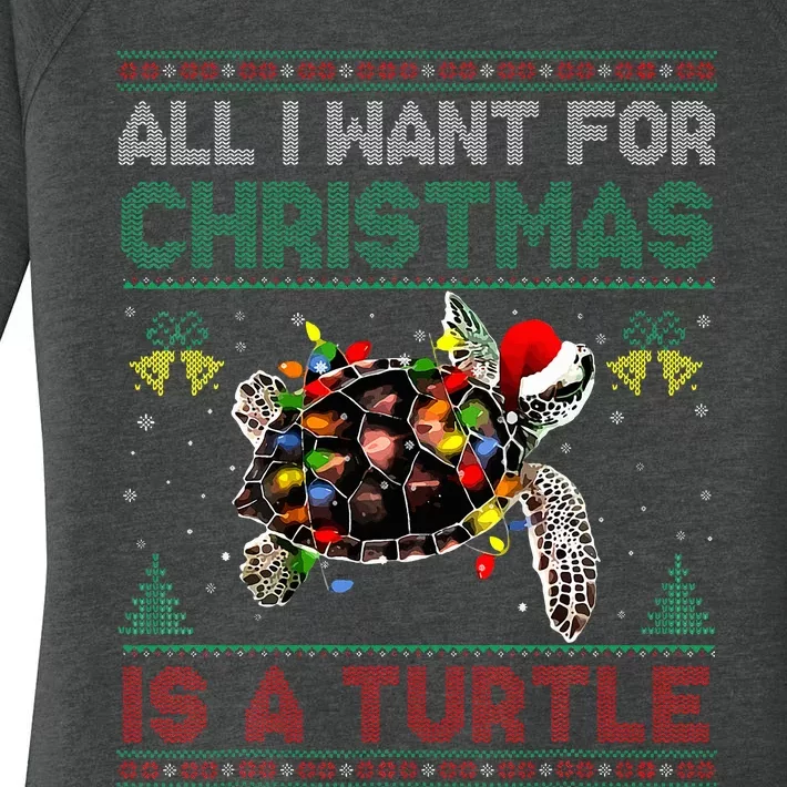 All I Want For Christmas Is A Sea Turtle Ugly Sweater Women's Perfect Tri Tunic Long Sleeve Shirt