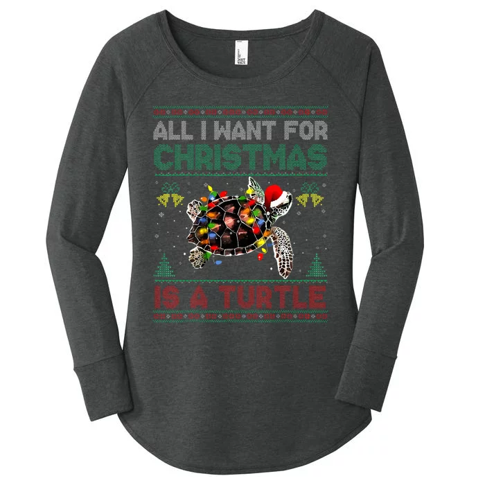 All I Want For Christmas Is A Sea Turtle Ugly Sweater Women's Perfect Tri Tunic Long Sleeve Shirt