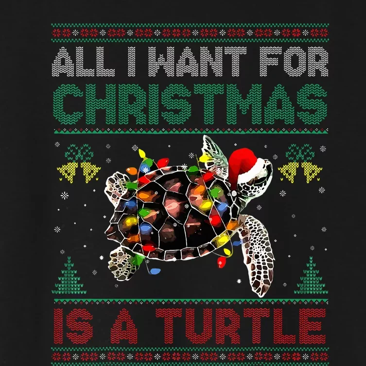 All I Want For Christmas Is A Sea Turtle Ugly Sweater Women's Crop Top Tee