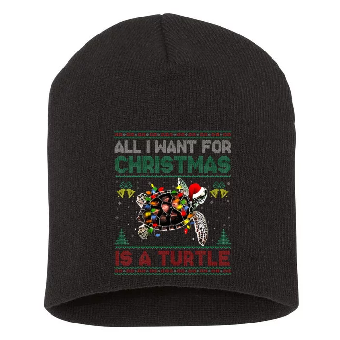 All I Want For Christmas Is A Sea Turtle Ugly Sweater Short Acrylic Beanie