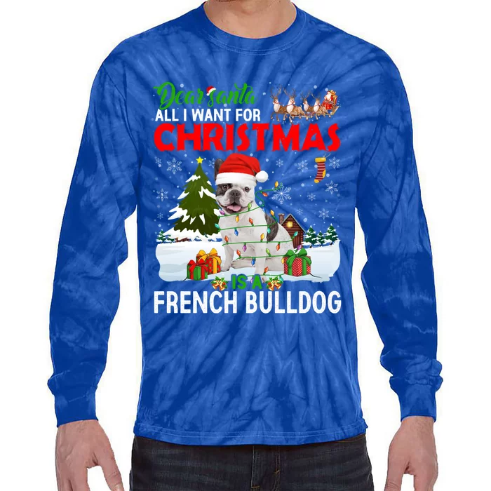 All I Want For Christmas Is A French Bulldog Family Pajamas Gift Tie-Dye Long Sleeve Shirt