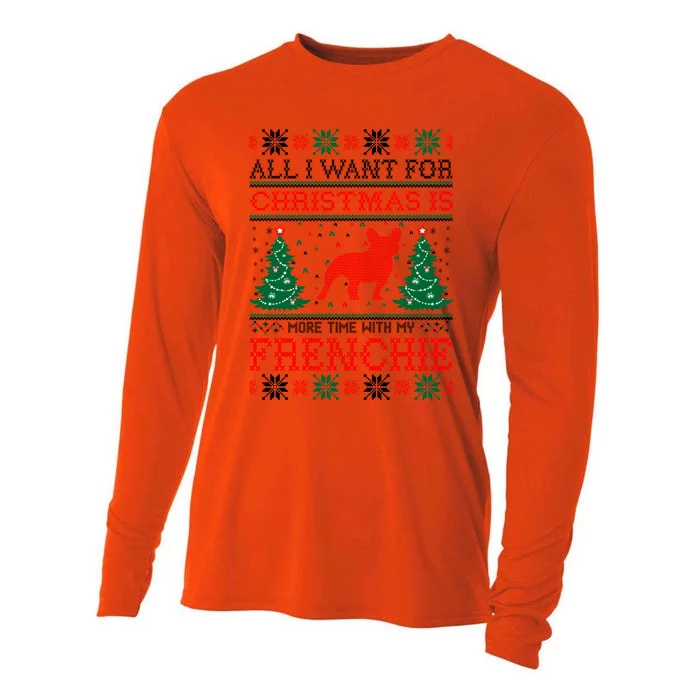 All I Want For Christmas More Time With Frenchie Meaningful Gift Cooling Performance Long Sleeve Crew