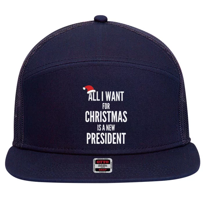 All I Want For Christmas Is A New President Santa Hat 7 Panel Mesh Trucker Snapback Hat